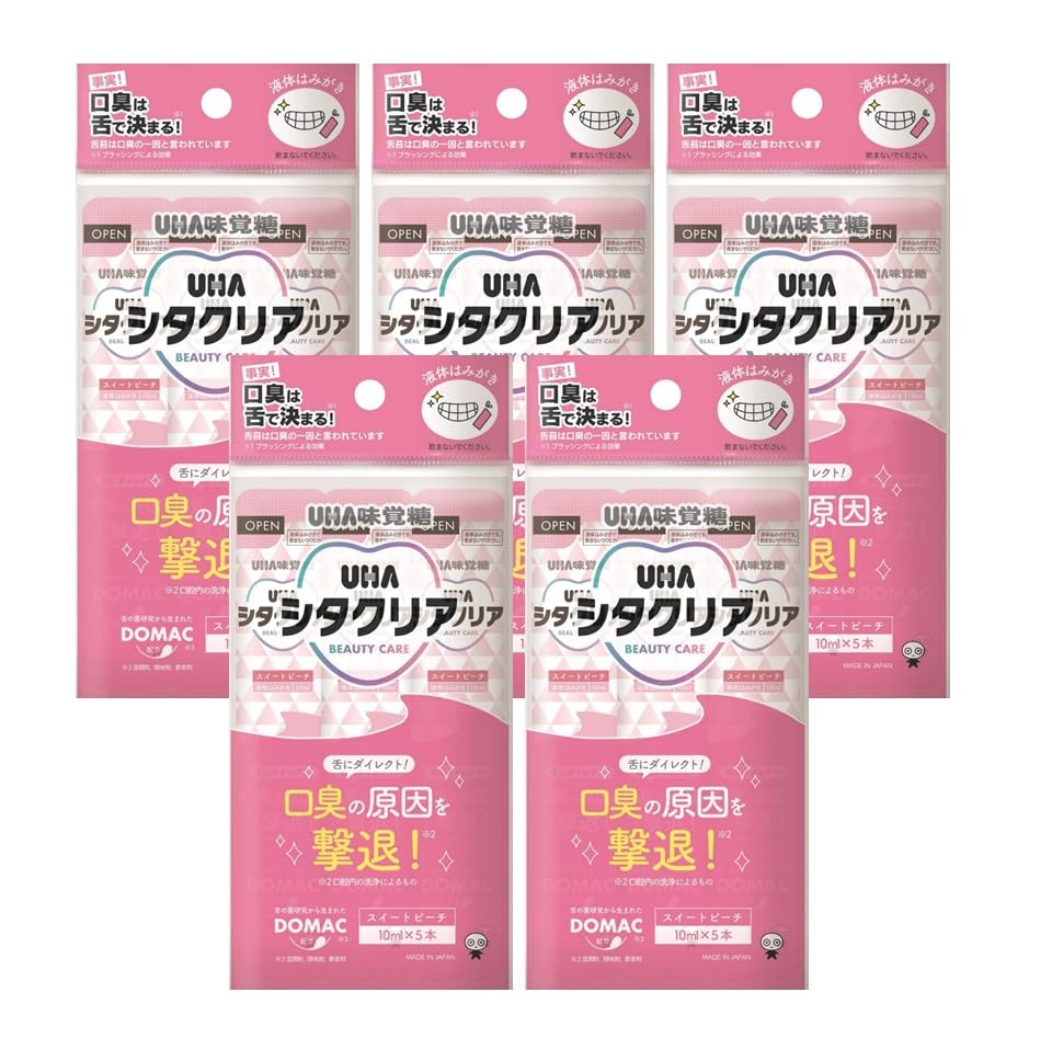 

UHA Mikakuto Sitaclear Жидкая зубная паста Пробная портативная со вкусом сладкого персика 10 мл x 5 флаконов x 5 пакетиков в наборе Профилактика неприятного запаха изо рта Уход за полостью рта