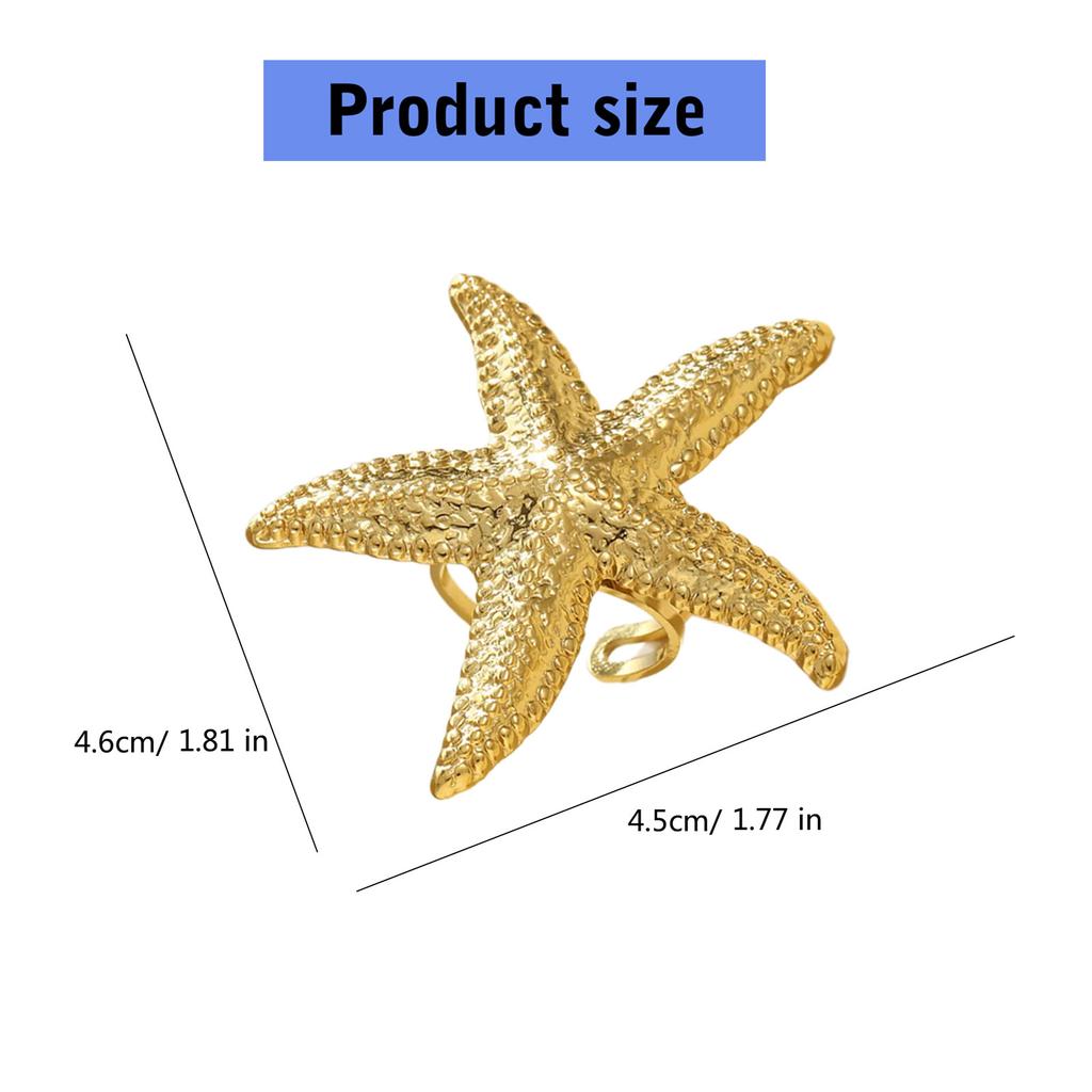 Multipurpose Ocean Themed Starfish Adjustable Rings Jewelry Accessory for Nature Loving Women and Beach Enthusiasts