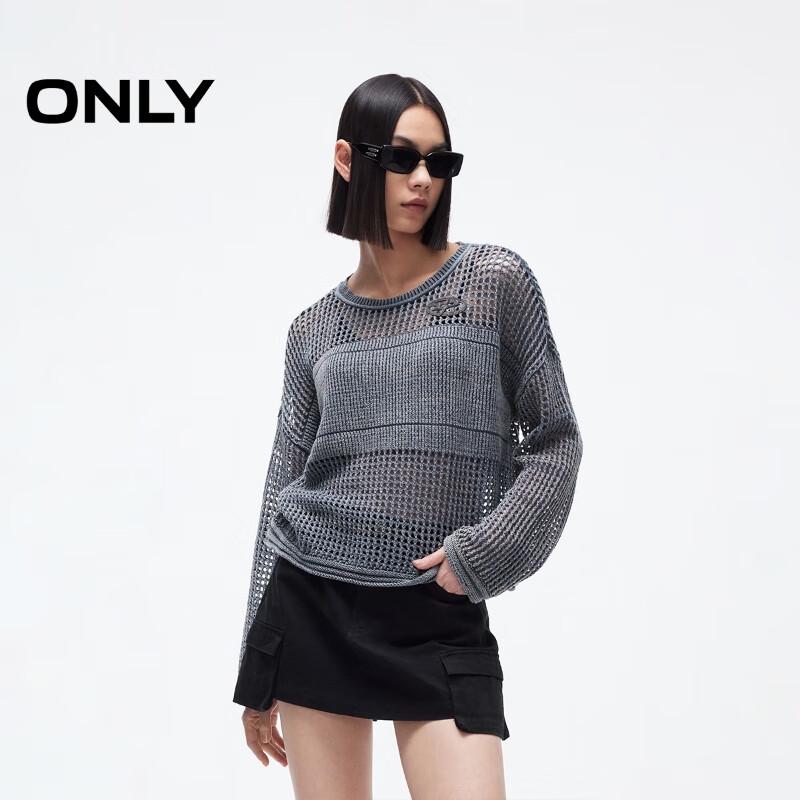 

ONLY Women s Distressed Cut-Out Drop Shoulder Knit Top S