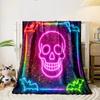Neon Skull and Bats Design print blanket soft and cozy perfect for the living room bed sofa or a nap,gift