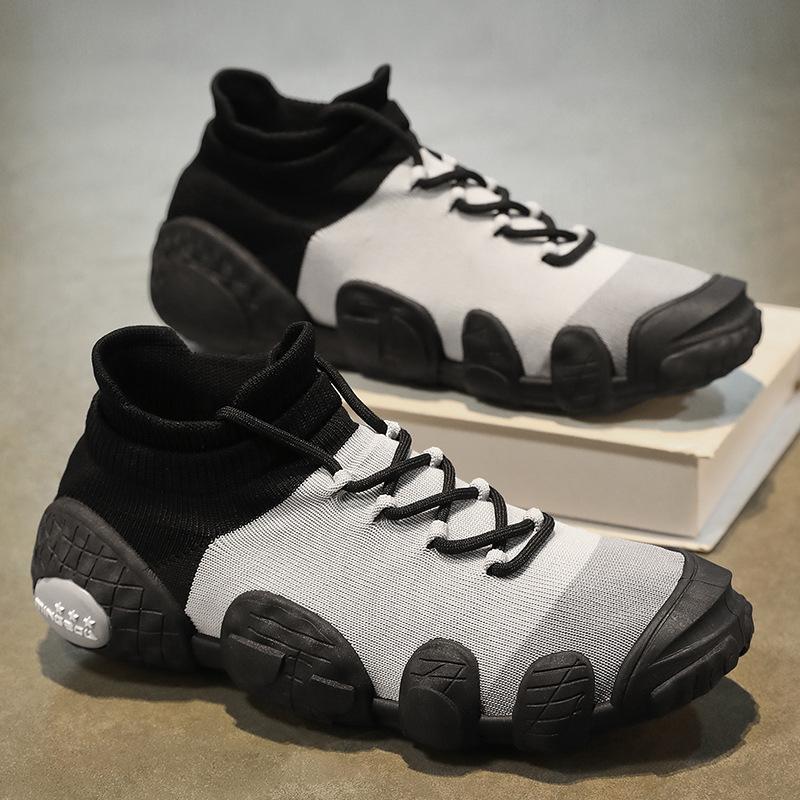 Vår Sommer Nye Sko for Menn Pustende Strikk Casual Sokkesko Blandede Farger Fritidssportssko Ungdom Slip-on Sneakers