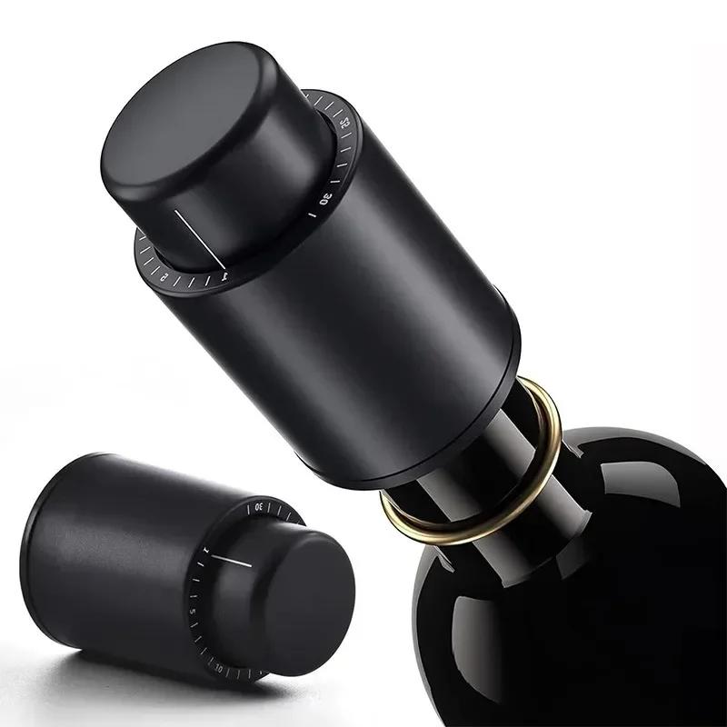 Red Wine Stopper Press-type Vacuum Wine Stopper with Scale Reusable Fresh-keeping Stopper Red Wine Bottle Sealer Bar Tool