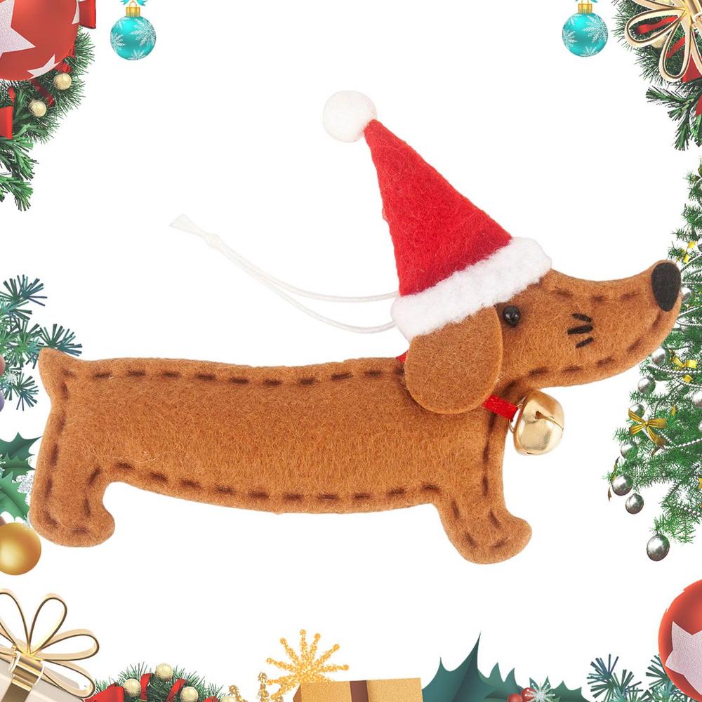 Christmas Tree Dog Pendant Funny Dachshund Decorations Pendants For Holiday Wear Resistant Festive Dachshund Dog Ornaments бежевый