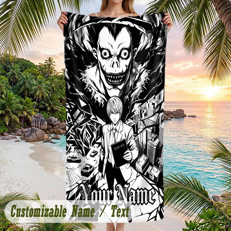 Death Note Beach Towel, Personalized Custom Name Text, Quick Dry Large Absorbent Towel For Beach Pool