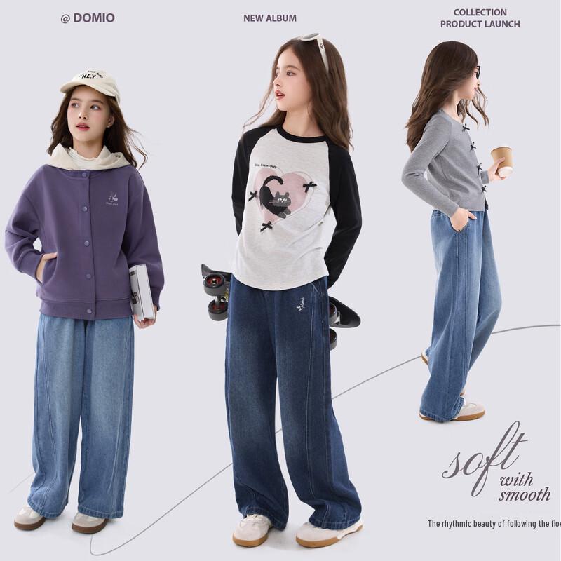Disney Girls' Wide-Leg Straight-Leg Jeans