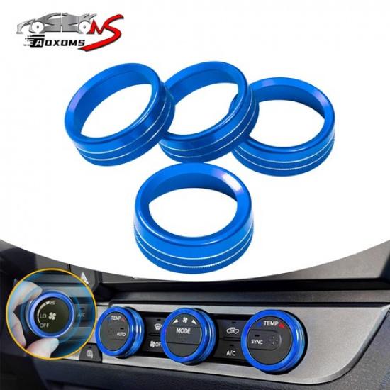 4pcs Blue AC Console 4WD Switch Trim Ring Knob Cover for Toyota Tacoma 2016-2020