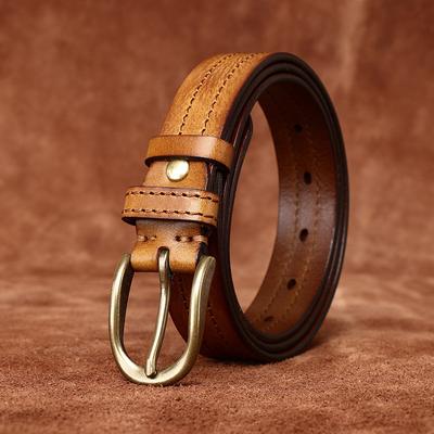 Belt Women's Personality Trend Leather Pin Buckle First Layer Cowhide Retro and Fashion All-Matching Belt Women