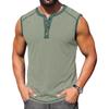 Men Sleeveless Henley Shirt Casual Athletic Tank Top Button Front Muscle Fit Summer Workout Shirt for Outdoor Sports