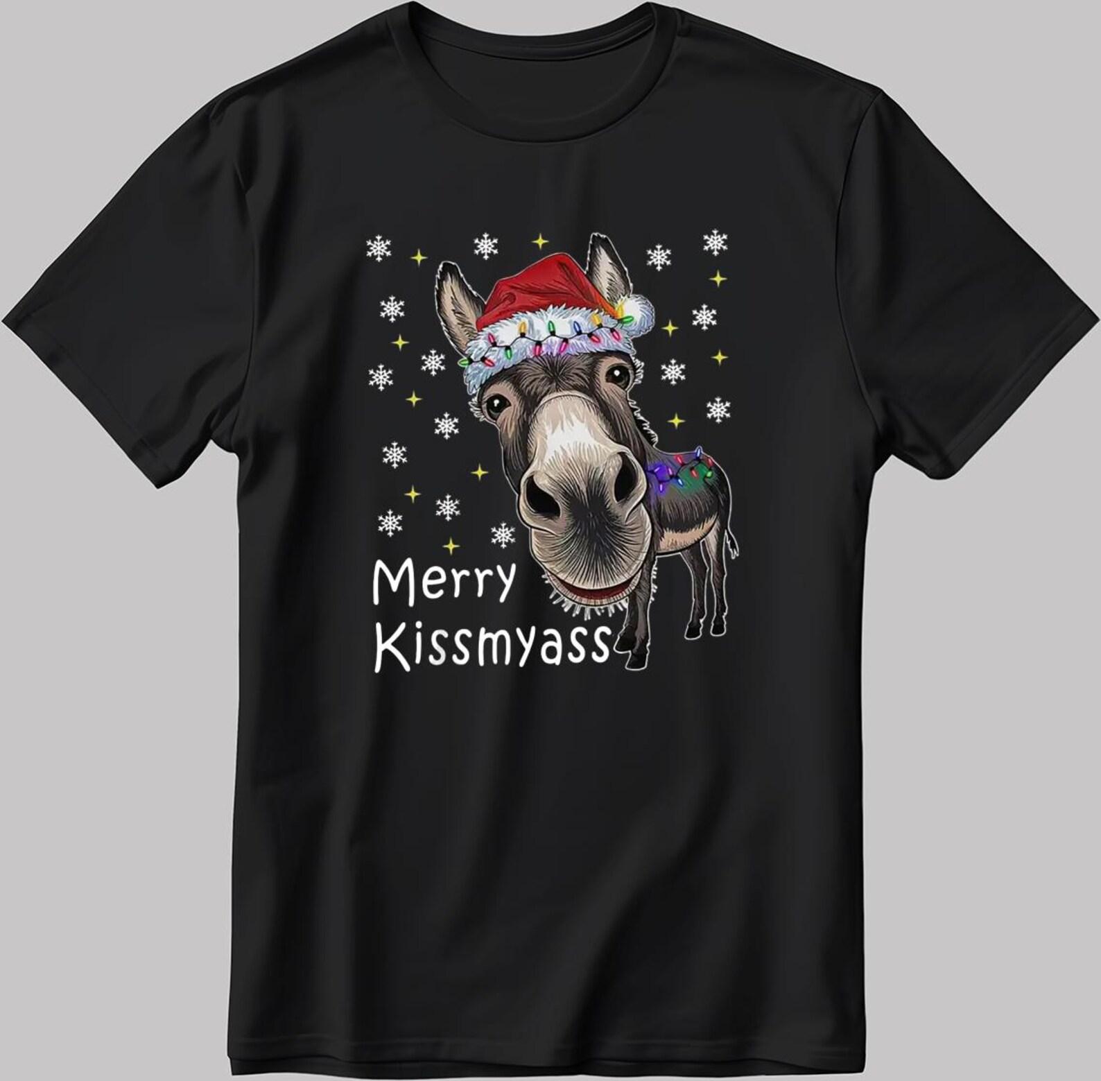 Funny Christmas Donkey T-Shirt: Farm Animal Graphic Tee KA89 2XL