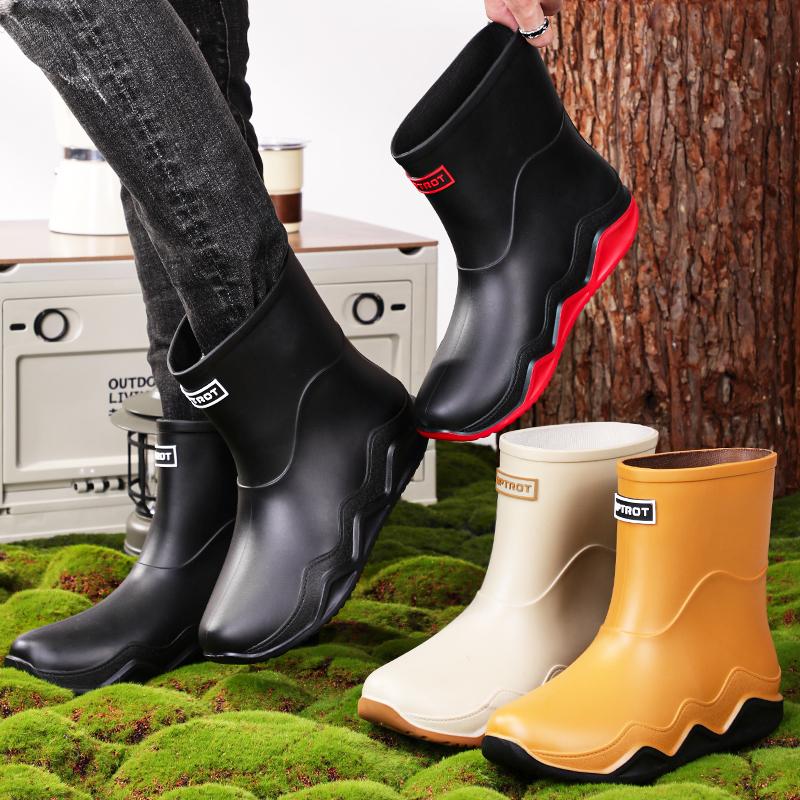Pánské Dospělé PVC Nepromokavé Boty Lehké Trendové Módní Jednoduchá Atmosféra Teplé Protiskluzové Dešťové Sněhové Boty Špička Zahradničení Zima