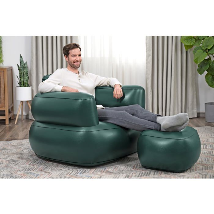 Fauteuil gonflable - Bestway - Comfi Cube - Vert - Gris - 107x99x80 cm