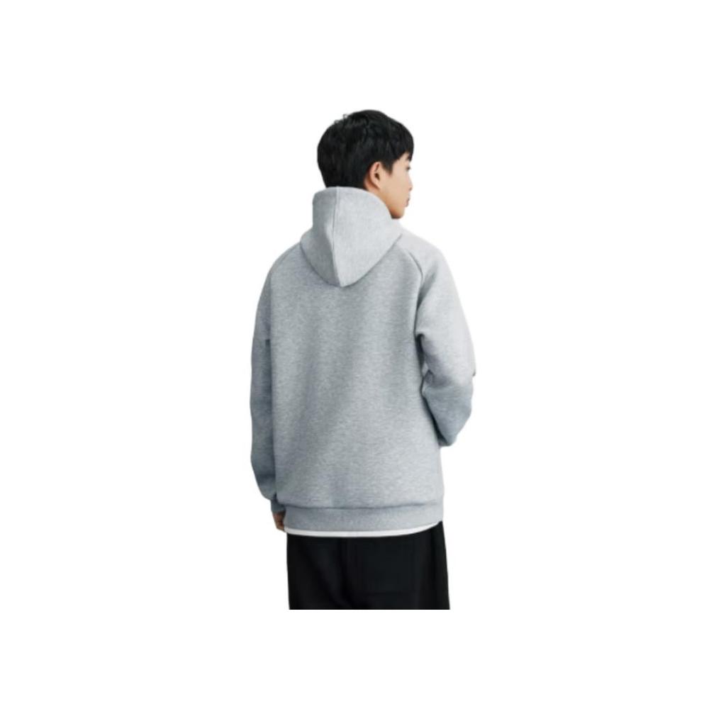Anta Basketball Series Letter Print Cardigan Hoodie Knitted Sports Sweatshirt Men sweatshirt Gray Flower-Gray 152411739S-1