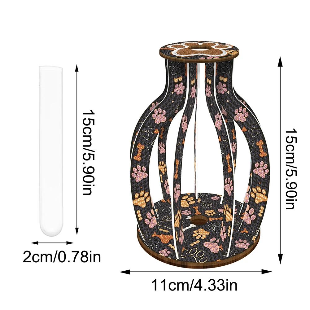 Holz Schönes Muster Diamant Mosaik Strass Vase Diamant Malerei Tischvase Ornamente Set für Anfänger