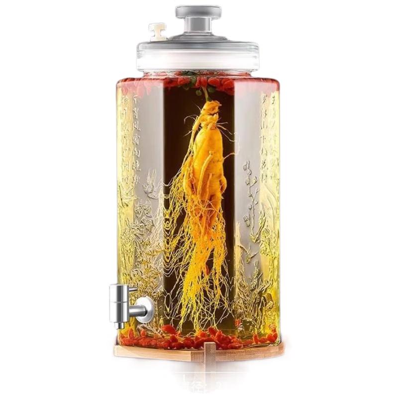HANDUNYOU Glass Wine Jar with Faucet & Base