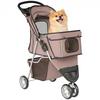 Dog Stroller, 3 Wheels Foldable Pet Stroller with Adjustable Canopy, Storage Basket for Small Mini Breeds, Coffee
