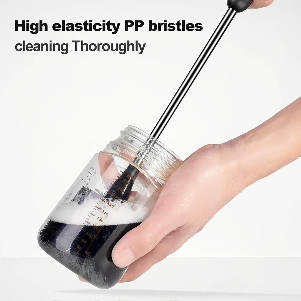 Water Bottle Brush & Straw Cleaner Set,Stainless Steel Long Handle Baby Bottle Scrub Cleaning Brush for Sports Bottles, Cups