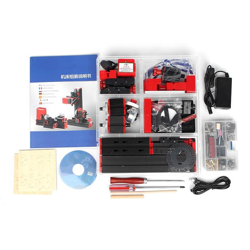 Mini Lathe Machine Multi-functional Metal Wood Plastic Lathe Jigsaw Grinder Driller Milling Drilling Sanding Tool 8-in-1