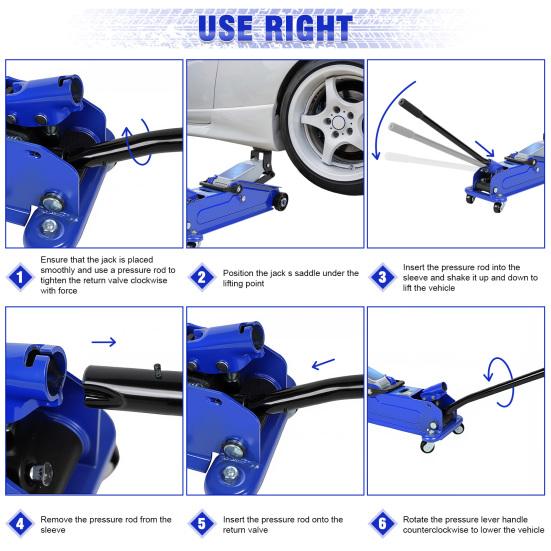 3 Ton Floor Jack (6600 Lbs), Steel Heavy Duty Hydraulic Car Jack, Fast Lift Floor Jack with Wheels, Lifting Range