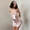 2026 summer new women's clothing European and American fashion sexy tube top bow satin texture design dress