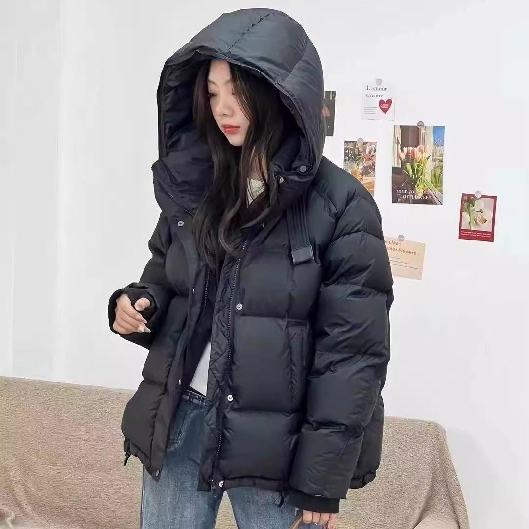 

Женская белая утиная пуховая куртка женская зимняя с капюшоном утолщенная теплая пушистая пуховая куртка женская парка зимняя верхняя одежда XXXXL чёрный