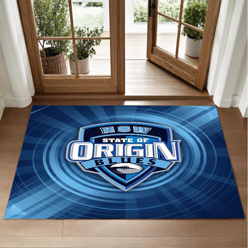 NSW Blues Design Crystal Velvet Rug Soft Decorative Mat for Bedroom Entrance