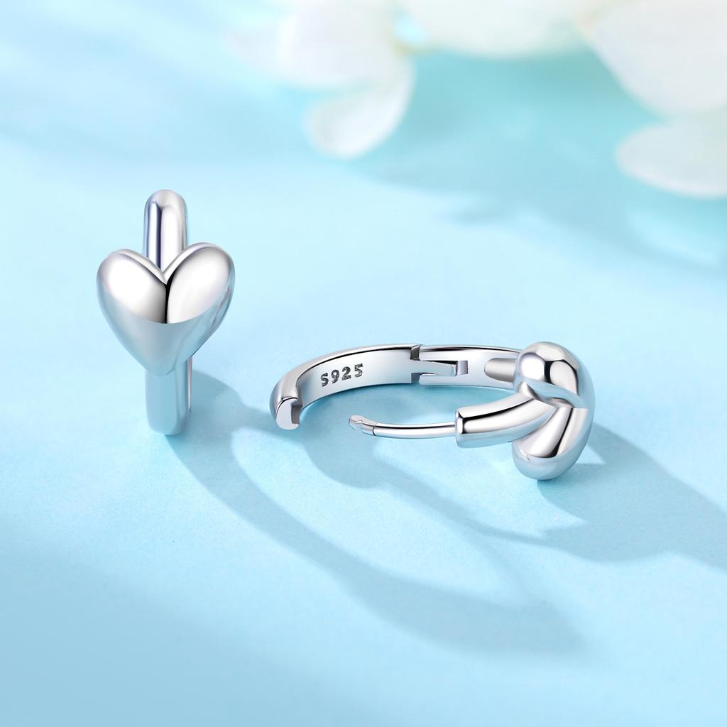CYCUFF S925 Sterling Silver Basic Heart-shaped Earrings Hoop Earrings Women Jewelry Original Trendy Anniversary Gifts