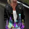 Women's Fashion Christmas Printed Long Sleeve Knitted Cardigan Button Down Jacket