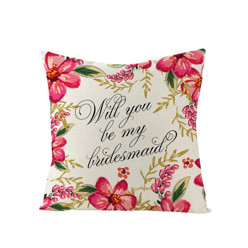 Valentine's Day Pillowcase Floral Series Square Polyester Pillowcase Home Cushion Cover