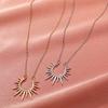 Exquisite Sun Flower Chain Geometric Pendant Necklace Women Gold Plated Half Circle Spiked Colar Choker Stainless Steel Jewelry Necklaces Accessories