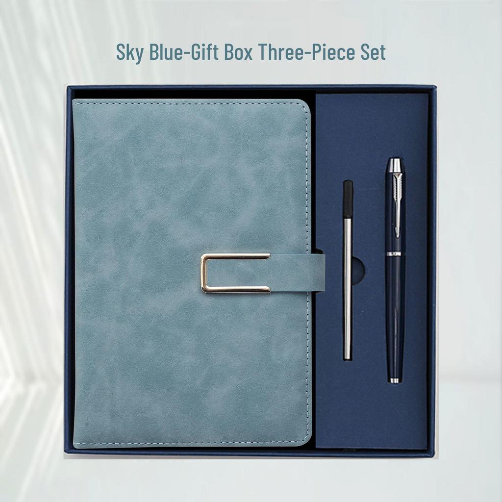 Custom Logo A5 Faux Leather Notebook Gift Set: Business Diary & Meeting Planner
