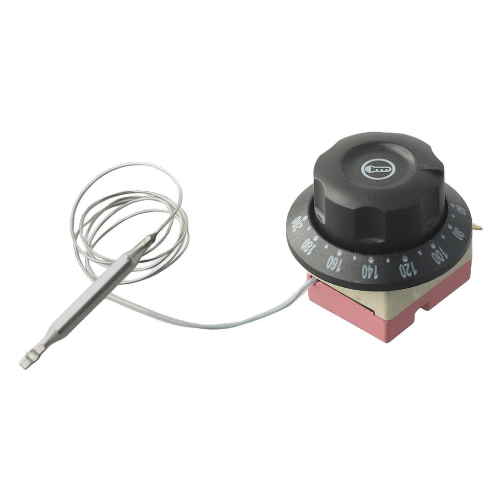 Electric Oven Thermostat Controller Switch Adjustable Temperature 60 to 200 Degrees 2 Pin for Kitchen Appliance and Water Heater