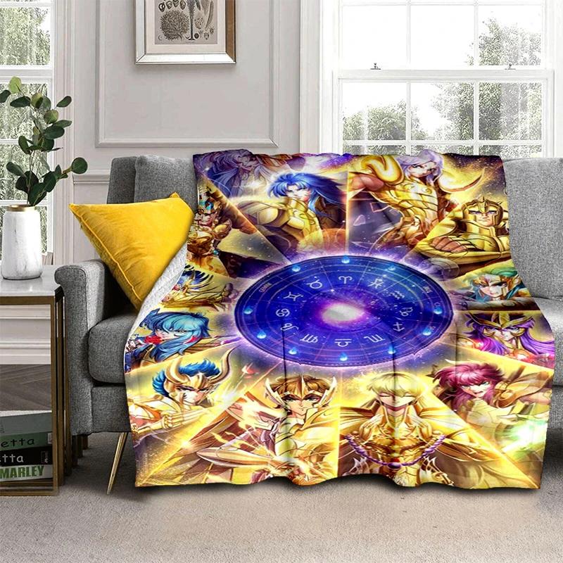 

Anime Saint Seiya Glod Pattern Throws Blanket for Baby Hiking Picnic Bed Super Soft Cute kawaii Flannel Blanket birthday gift 80x120cm