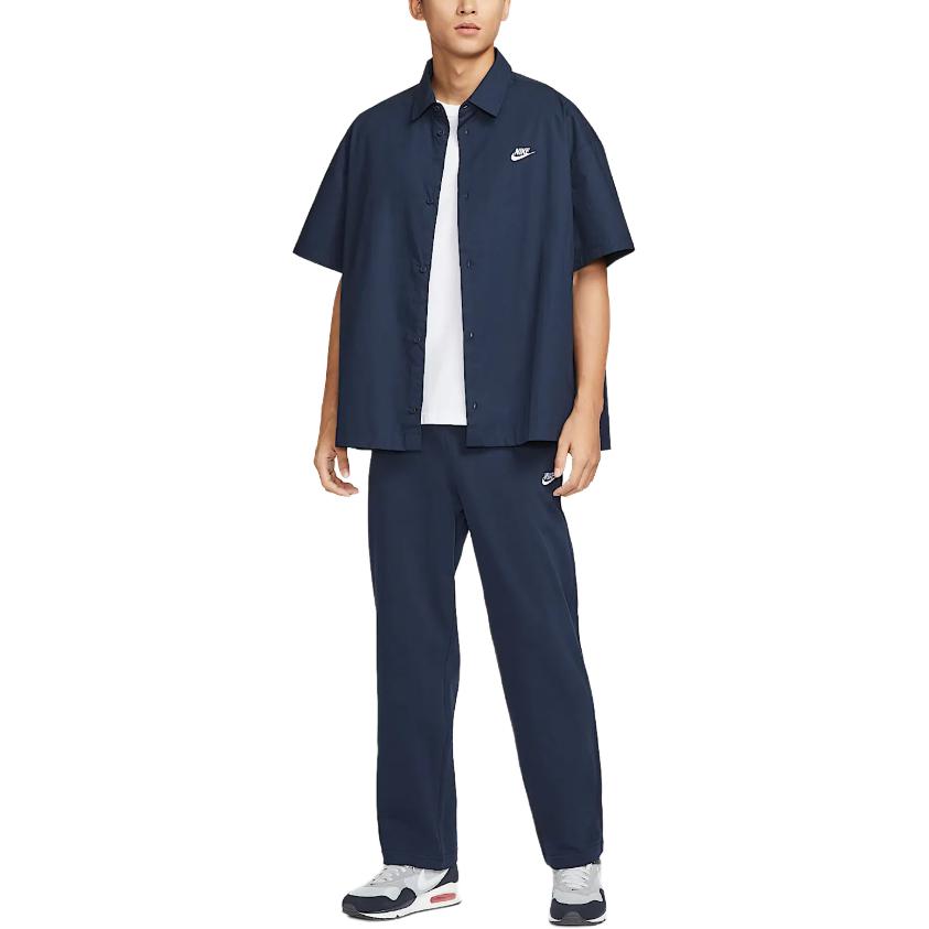 Nike Club Fashion Soft Comfortable Versatile Short Sleeve Shirt Men Shirts Obsidian HJ2027-451