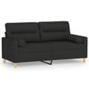 Canapé 2 places - Maison Exclusive - Tissu 100% polyester - Cadre métal - Noir