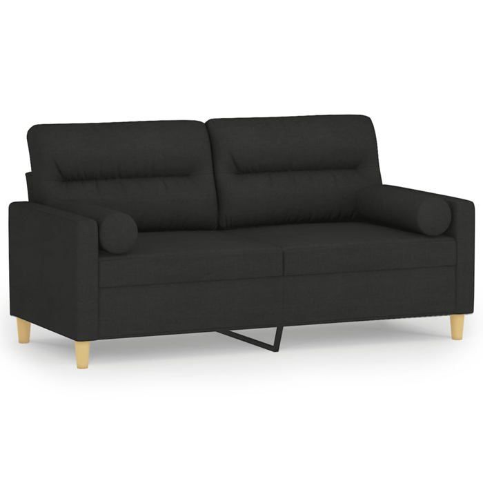 VidaXL 2-seater Sofa with Decorative Pillows Black 140 Cm Fabric, Sofa, Loveseat, Living Room Sofa, Sofas, Sofa 3200825