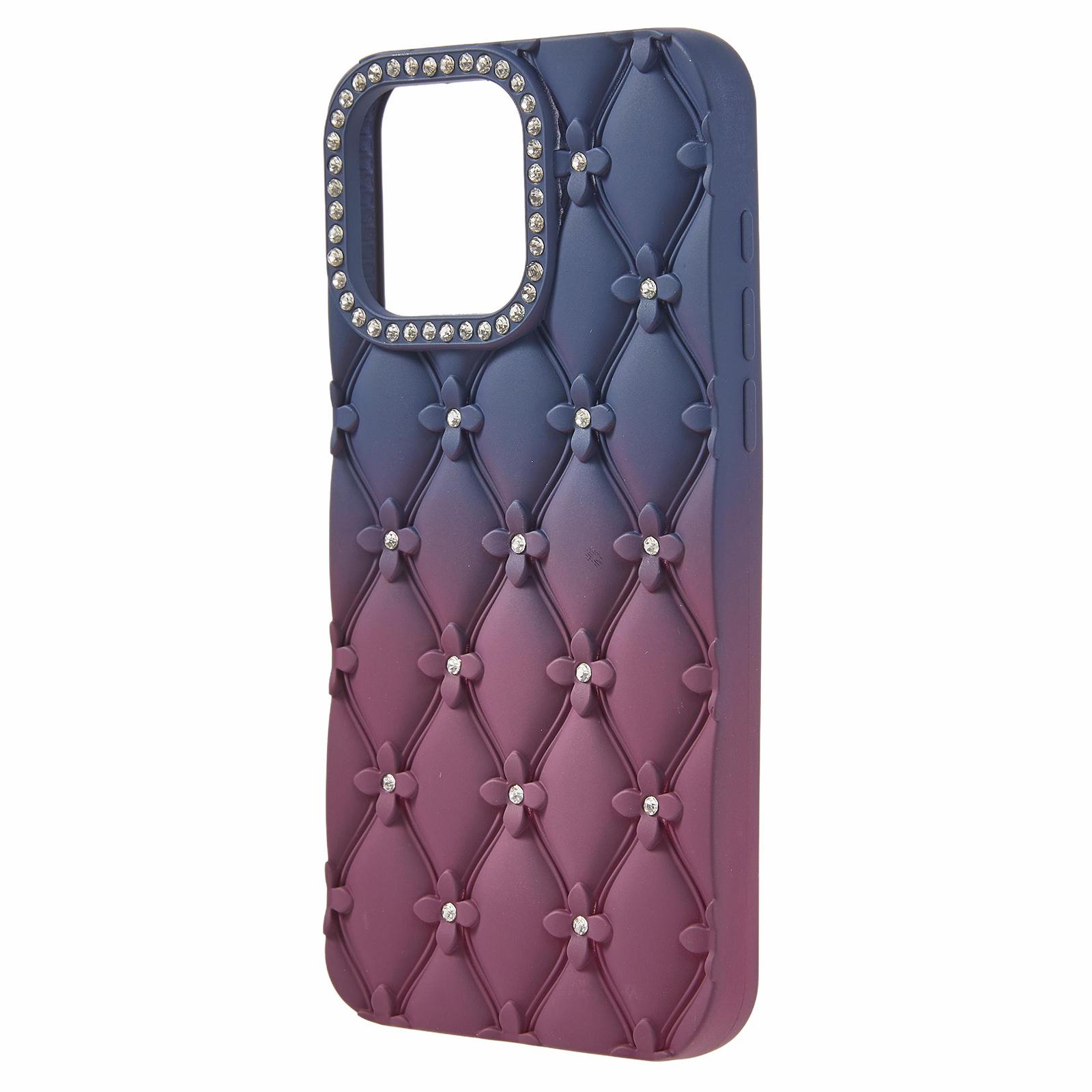 

For iPhone 14 Pro Case Rhinestone Decor Rubberized TPU Phone Cover Yellow+Green