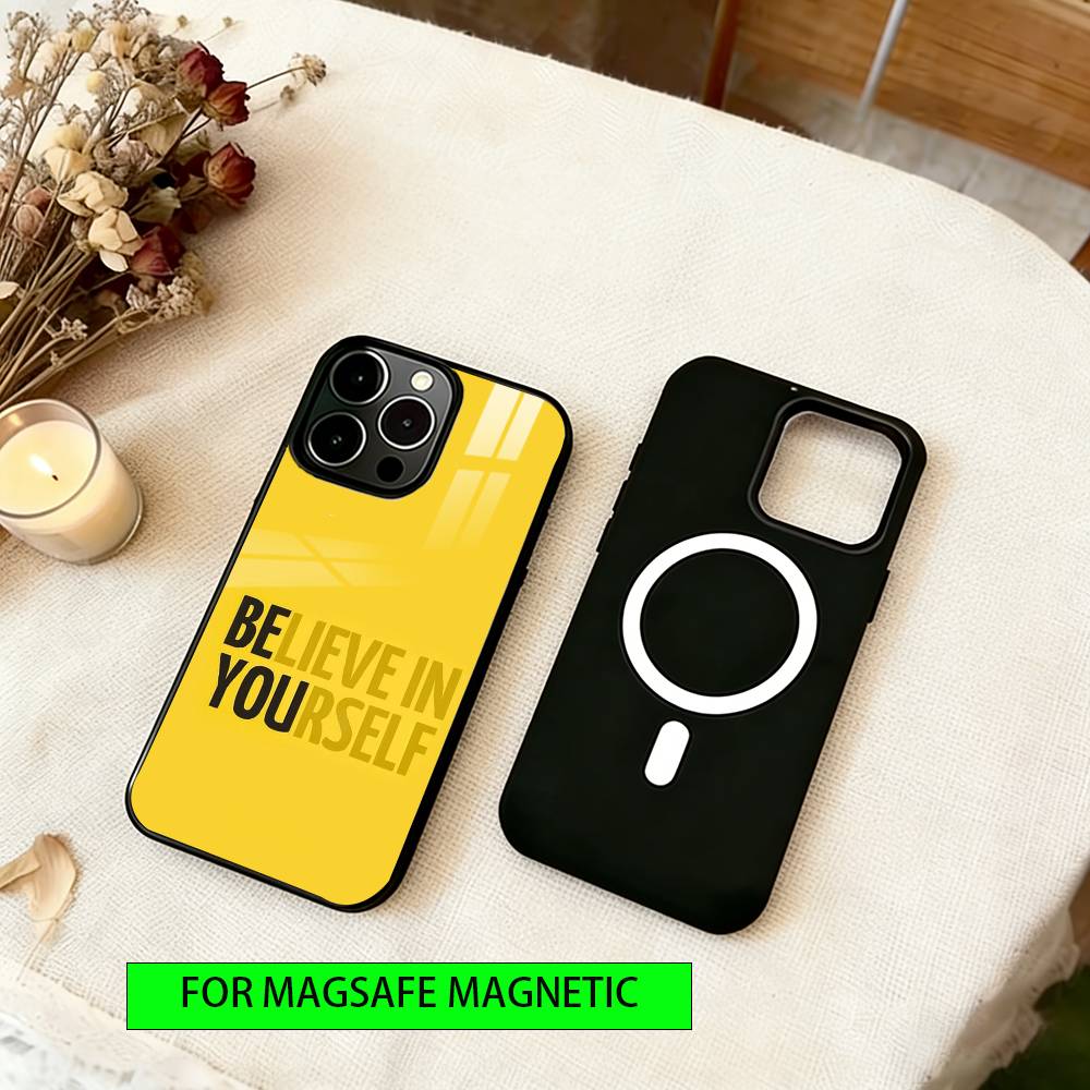 

Minimal Text Phone Case For iPhone17,16,15,14,13,12,11 Plus,Pro Magnetic For Magsafe Wireless Charging iPhone14Plus