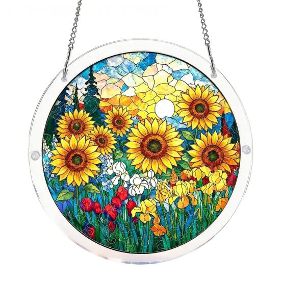 83 Pcs Acrylic Suncatcher Jigsaw Puzzles Stained Glass Style Window Hanging Decor DIY Sun Catcher Kit for Home Garden Decor
