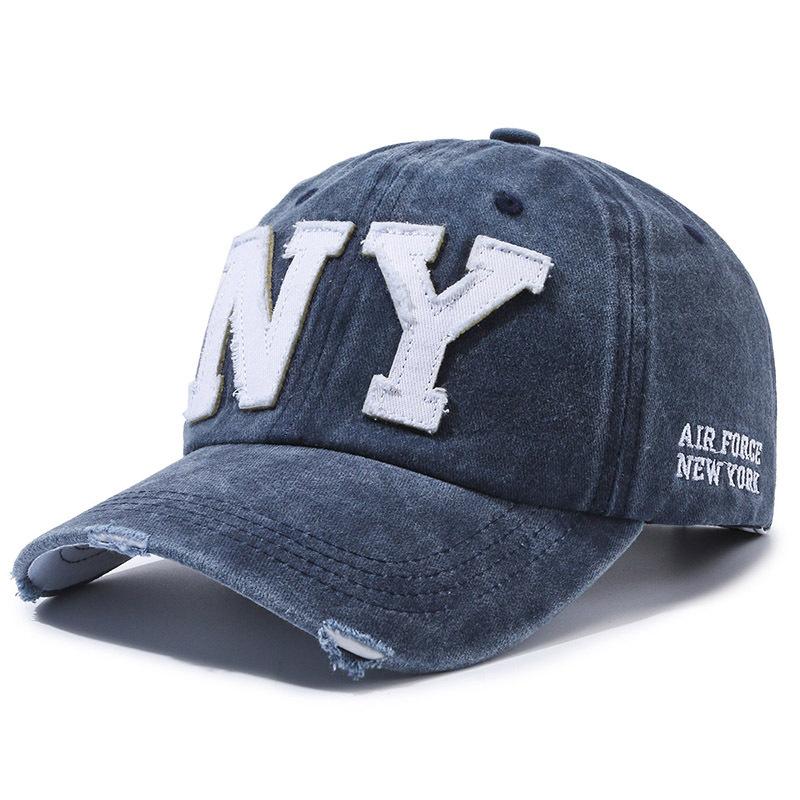 

Весенне-осенняя бейсбольная кепка с вышивкой букв, мужская спортивная кепка на открытом воздухе, женская панама с хвостиком, шляпа с солнцезащитным козырьком тёмно-синий