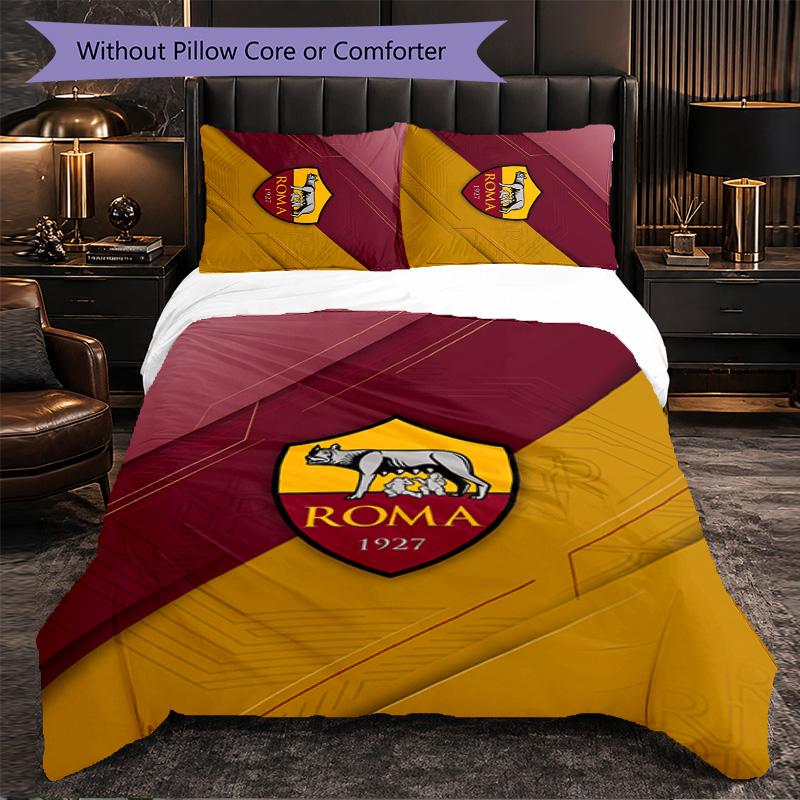 Biancheria da Letto a Tema AS Roma Set 3 Pezzi Copripiumino Biancheria da Letto Decorativa per Stanza Adolescenti Decorazione Casa