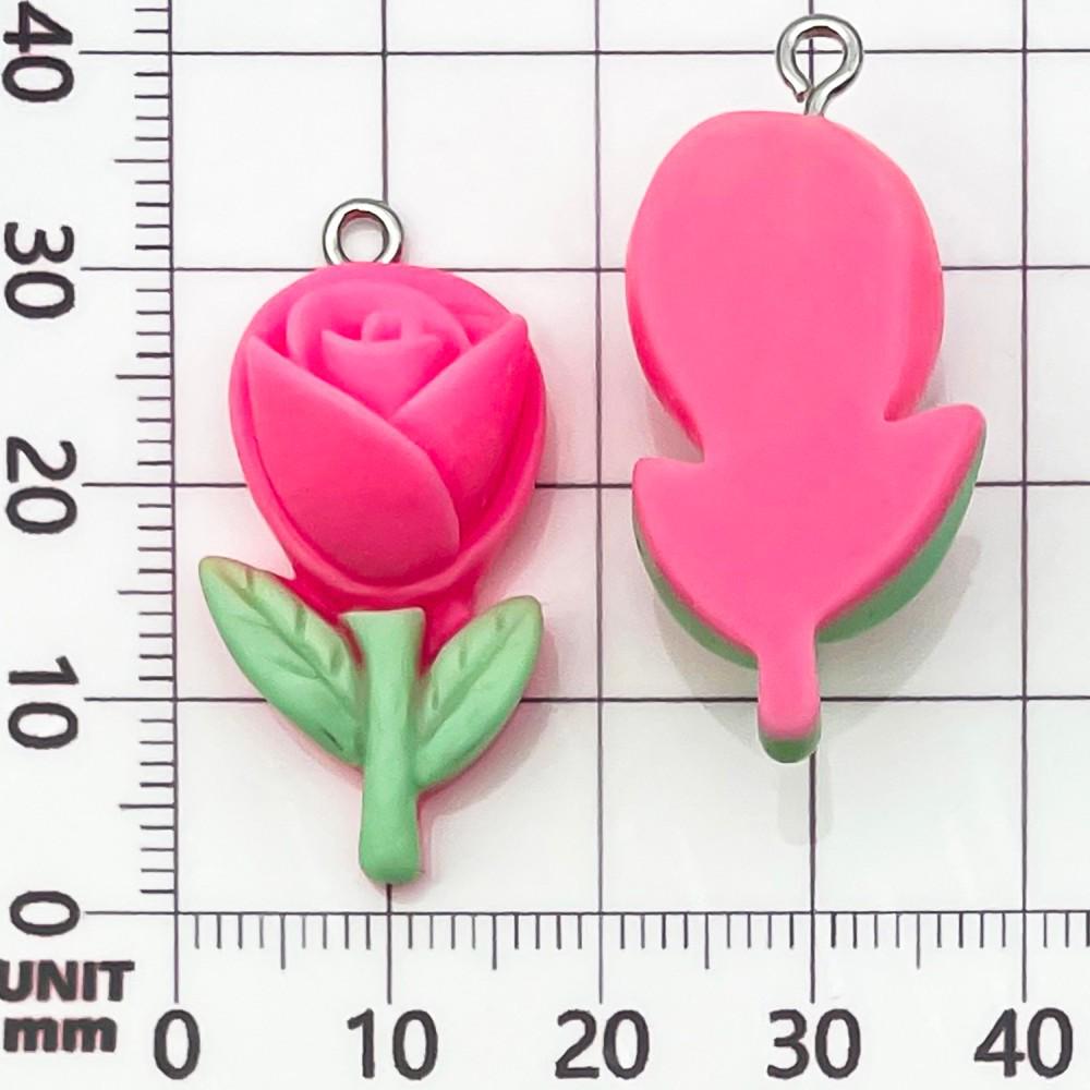 30-Piece Set: Pink Resin Sunflower & Rose Flower Pendants for DIY Jewelry