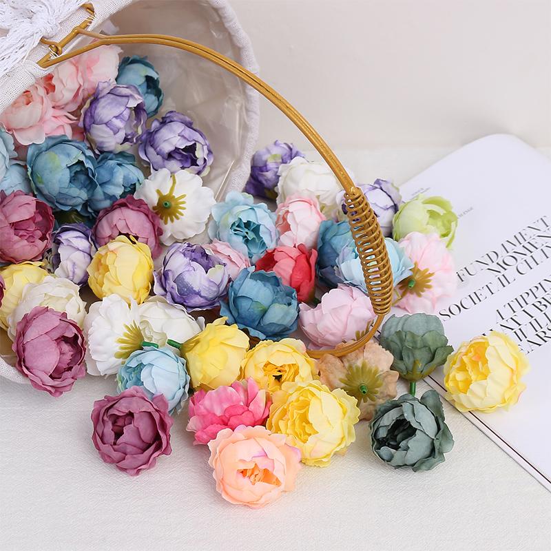 5/10Pcs Artificial Peony Flowers 4.5cm Fake Flower Heads for Home Room Dceor Wedding Marriage Decoration DIY Gifts Accessory