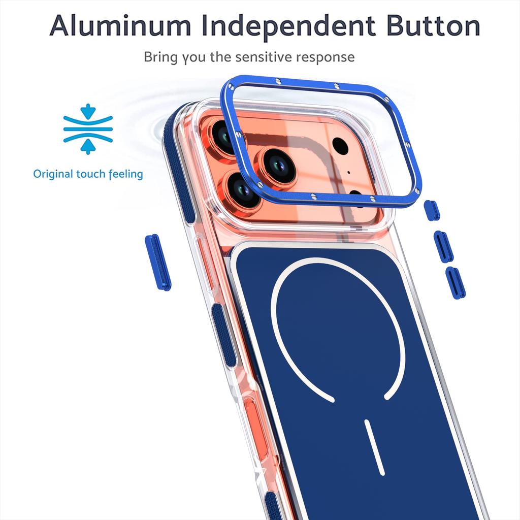 Luxury Two Tone Border Clear Strong Magnetic Phone Case for 17 Air 16 15 14 Plus 13 12 17 Pro Max 16e For Magsafe Cover