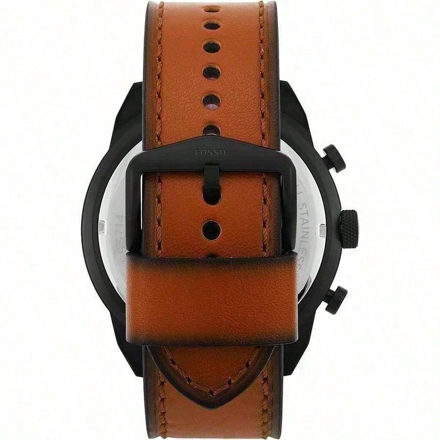 

Fossil man three watch stainless steel watchcase quartz skin FS5714 чорний