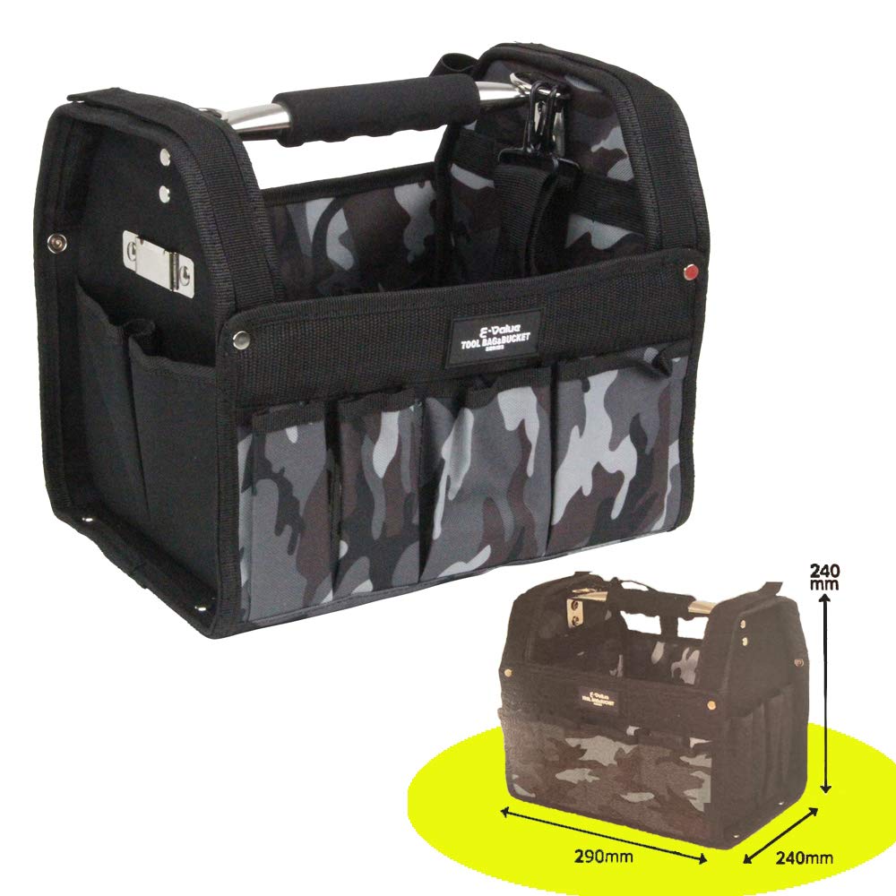 Tool Carry Bag S Camouflage Gray with Shoulder Strap and Convex Holder E-Value ETC-OP-S-CGRY