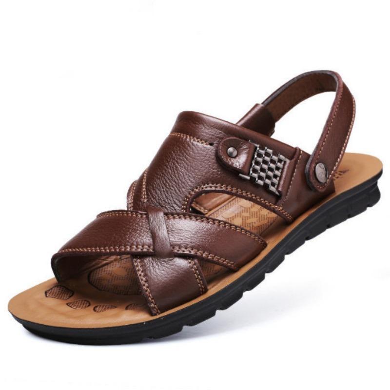 Men Casual Sandals Summer Light Comfortable Beach Shoe Pu Leather Men's Slippers Outdoor Comfortable Casual Walking Shoe for Men