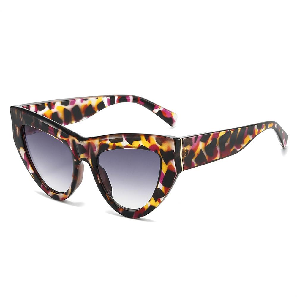 Retro Splicing Contrasting Color Cat Eye Sunglasses Fashion Plain Sunglasses Large Frame Decoration