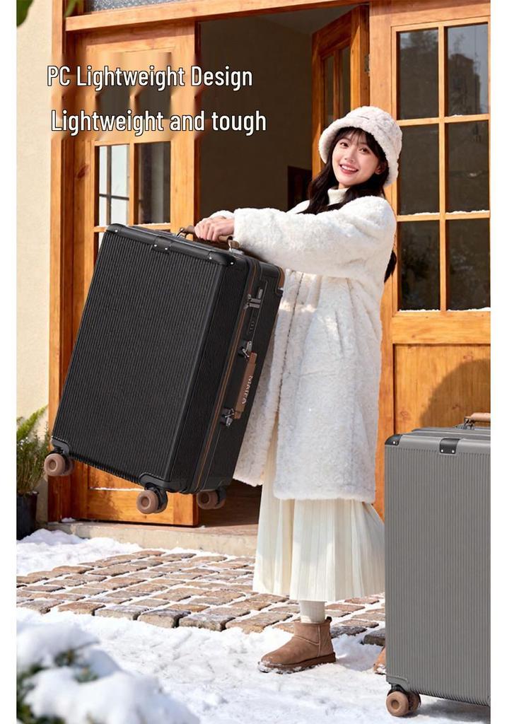 2026 Inch Shockproof Wide Pull Rod Carry-On Luggage with Silent Wheels