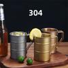 Retro Industrial Style Stainless Steel Beer Mug 304 Vintage Cold Drink Coffee Wine Cup Outdoor Camping High Aesthetic Design