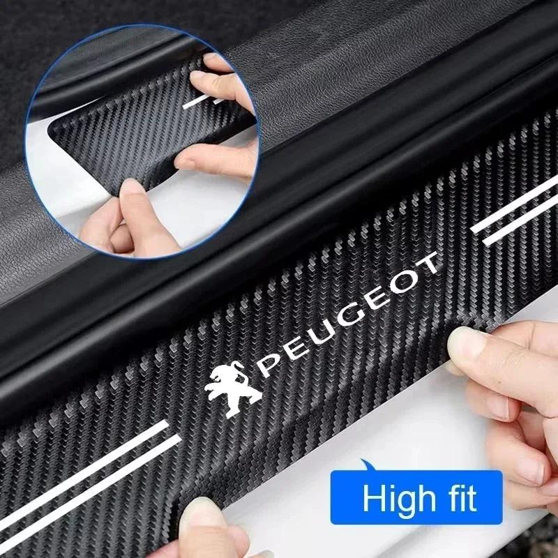 Car Sticker 2025 Hot 1/4/5Pcs Car Stickers Threshold Strip Carbon Fibre For Peugeot 206 307 308 3008 207 208 407 508 2008 5008 1